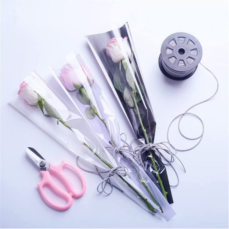 BBC FLOWER BBJ WRAPS Single Rose Packaging Bags Flower Bouquet Bag, 100 Counts (White) - Image 3